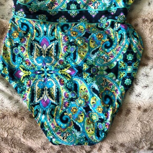 Laundry Ladies Med Teal Printed One Piece Swimsuit - Picture 4 of 4